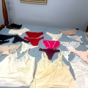 Ladies lingerie bundle. 4 camisoles snd 17 pr assorted thongs and briefs.  Sz S